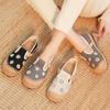 Women's Spring Casual Patchwork Round Toe Flat Slip-On Shoes Ethnic Style Embroidered Low-Top Canvas Linen Shoes