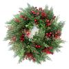 Artificial Christmas Wreath, Artificial Green Plant Eucalyptus Pine Branch Red Fruit Plastic Wreath Door Pendant