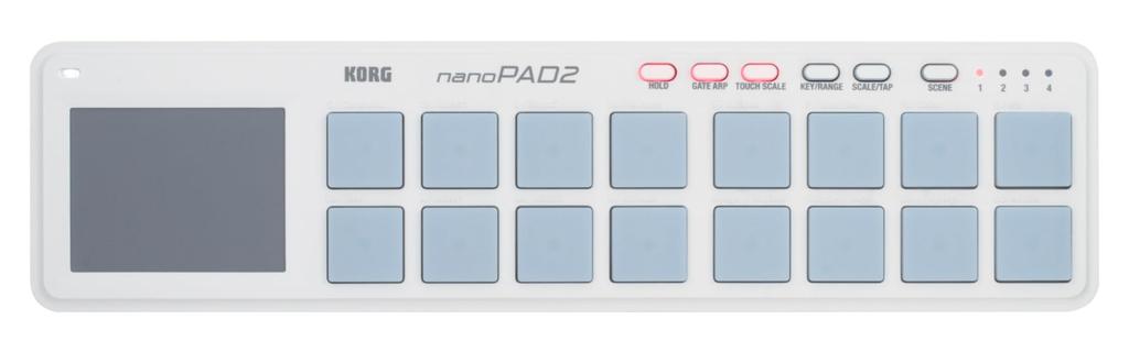 KORG Standard USB MIDI Controller nanoPAD2 WH White Velocity Compatible 16 Pads Music Production DTM Compact Design Makes It Ideal for Carrying