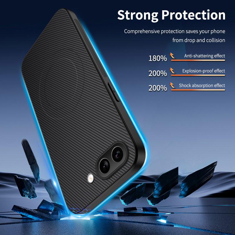 For Google Pixel 9a Magnetic Case WANLONFENG TQ Series Carbon Fiber Texture PC TPU Phone Cover