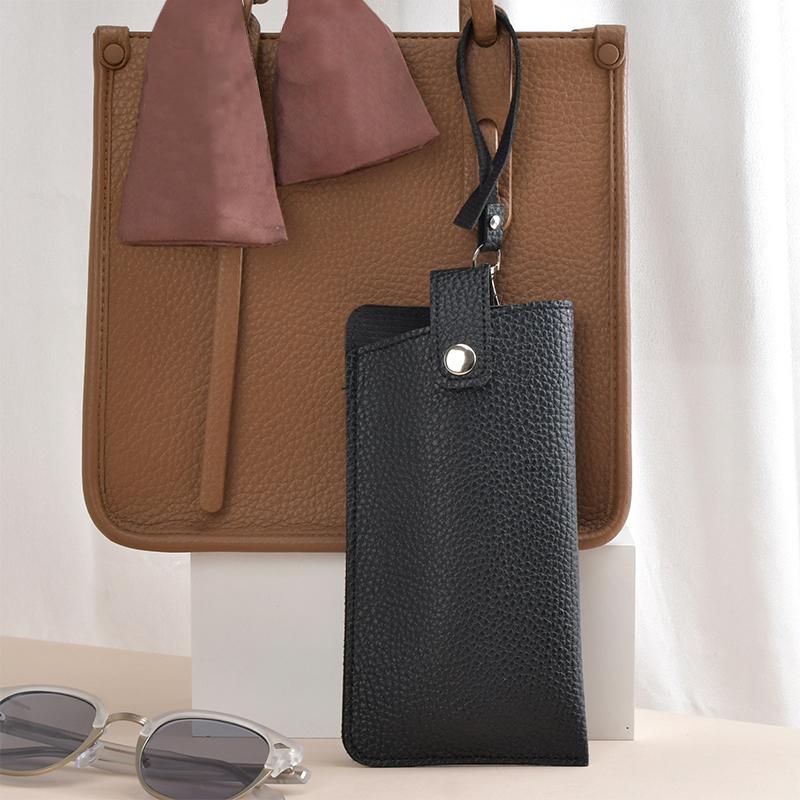 Luxury Women'S Eyeglass Case Leather Soft Holder Pocket Cases Slim Travel Pouch For Sunglasses Eyeglasses Eyewear With Lanyard