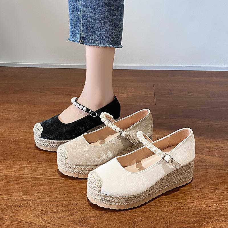 Женские летние туфли 2024 года, новые модные туфли на покатом каблуке, темпераментные туфли с пряжкой и мелким носком