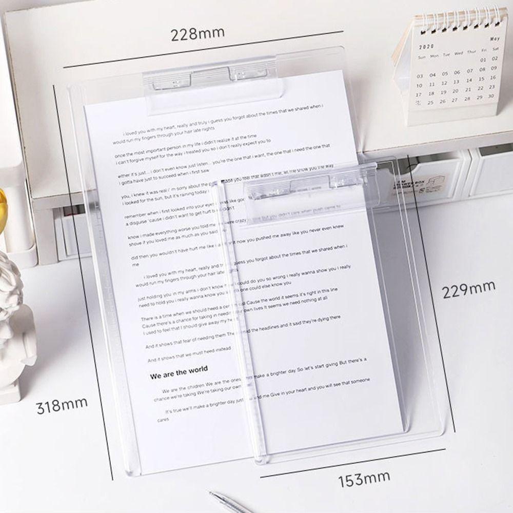 Durable Memo Clipboard Transparent Paper Organizer Portable File Folder Drawing