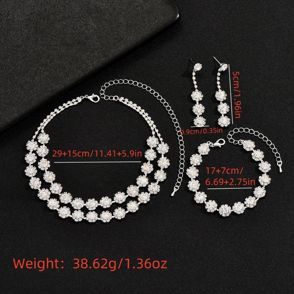Fashion Shining Jewelry Set Inlay Rhinestone Bracelet Light Luxury Clavicle Chain Festival Gifts