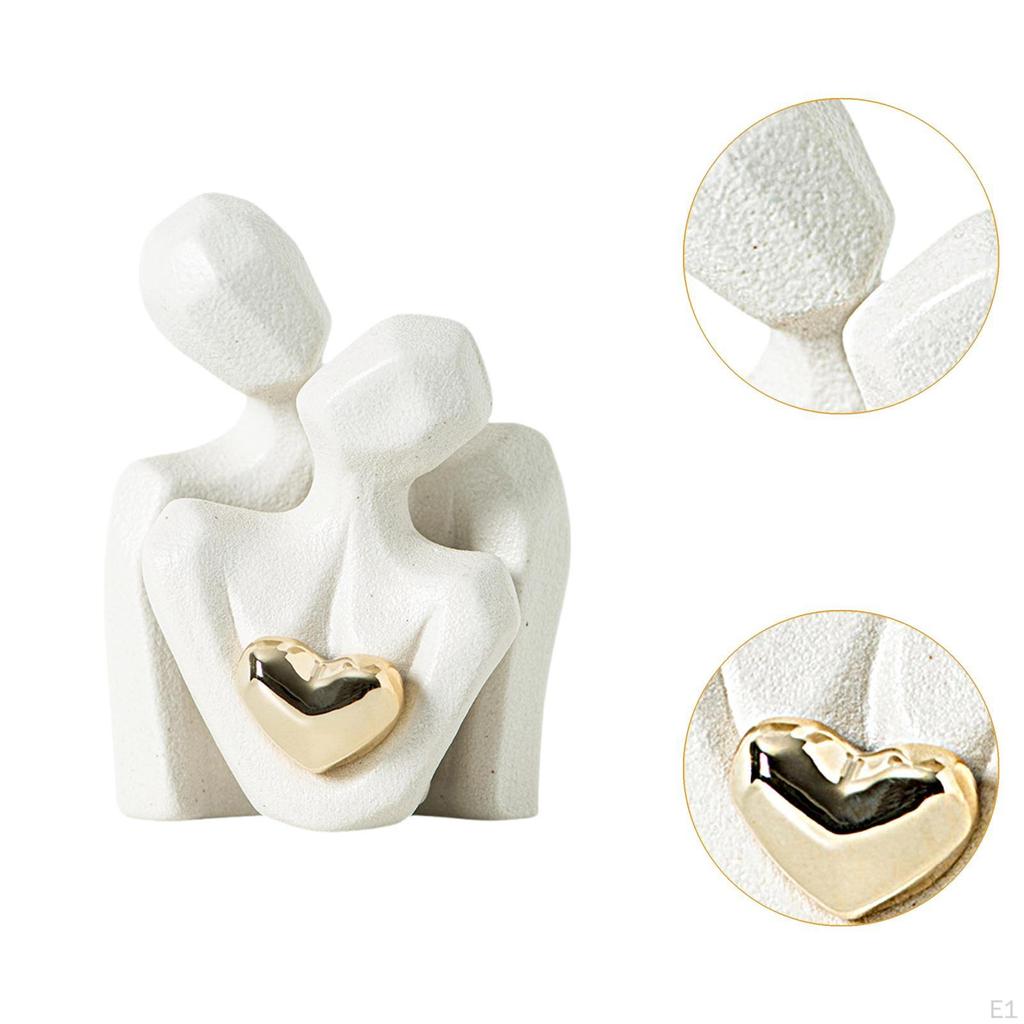 Керамическая статуэтка пары 2,8x3,7 дюйма Универсальная с дизайном сердца Художественные аксессуары Настольная