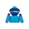 Li Ning Sports Lifestyle Series American Retro Color Block Letter Printing Stand Wool Jacket Unisex Jacket Light-Blue AJDT503-1
