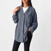 Women's Loose Fit Sleeve Ribbed Knit Button Down Shirt Shacket Boyfriend Shirt Jackets Tops