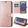 Protective Case - BOOLING - for Samsung Galaxy S25 Ultra - Pink PU Leather - Shockproof - Built-in Stand