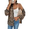 Elegant Leopard Print Long Sleeved Loose Shirt Top Blouses Shirts