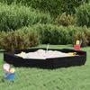Sandpit with Seats Black Octagon Solid Pine Wood