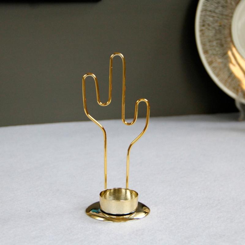 European Cactus Shape Metal Candle Holder Iron Tealights Candle Stand Round Candlesticks Vintage Desktops Decorations