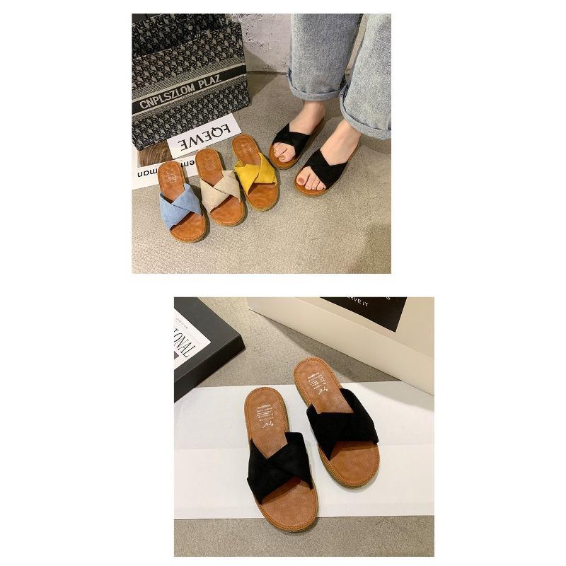 Летние сандалии тапочки женские на открытом воздухе 2 плоские крест женские тапочки женская обувь