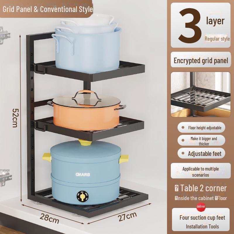 Многоуровневая стойка для хранения кастрюль на кухне, под раковиной и на столешнице