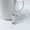 Owl Necklace Sweater Chain Faux Opal Rhinestone Decor Alloy Clothes Jewelry Dating Prom Party Garment Decoration Necklace