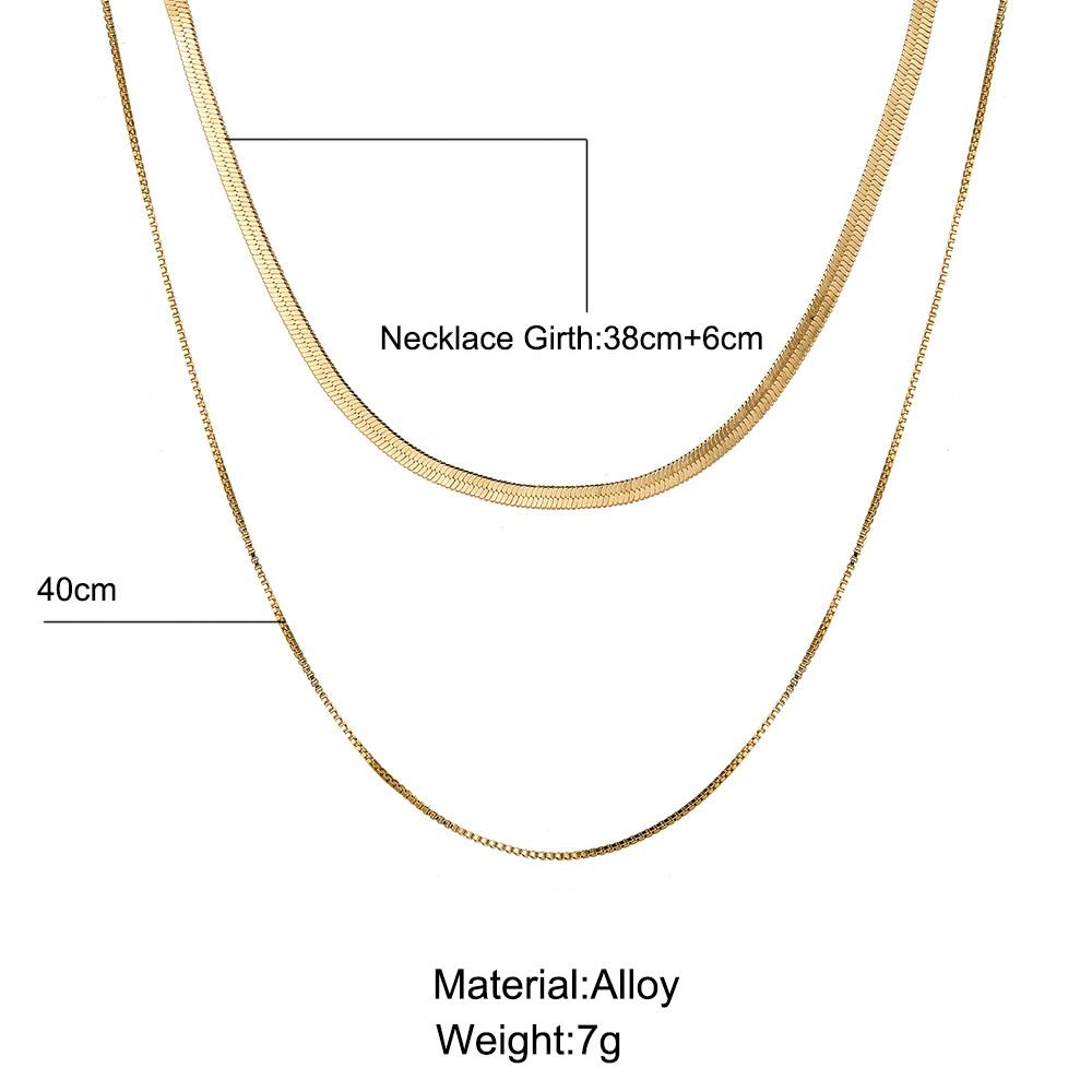 iF ME 1PCS Vintage Layered Flat Snake Chain Herringbone Necklace for Women Simple Gold Color Metal Clavicle Chain Necklaces Party Jewelry