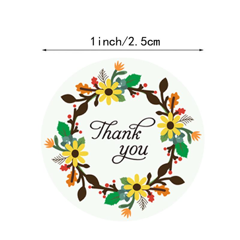 100-500pcs 4 Types Floral Thank You Sticker For Seal Label Scrapbooking Christmas Sticker Decoration Sticker Stationery Sticke