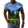 Summer Alpine Lake Graphic T Shirts Men Fashion Landscape 3D Printed Tees Hip Hop Street Style Casual Daily O-neck Short Sleeves