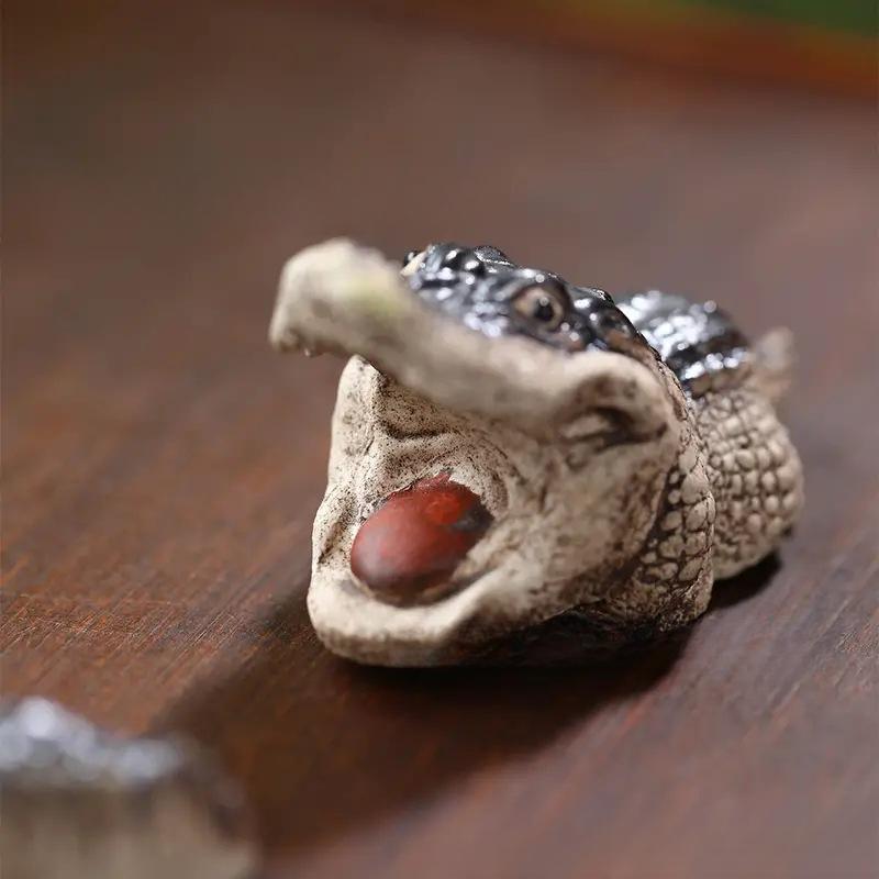 Mini Théière En Crocodile Pour Salon, Ornements Faits À La Main, Convient À La Cérémonie Du Thé, Jeu De Thé, Table De Salon, Maison, Boutique, 1 Pièce