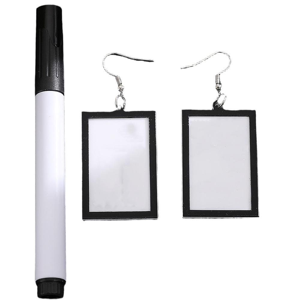 Acrylic Message Board Earrings Fun DIY Whiteboard Eardrop Minimalist with Marker Pen Erasable Drawing Board Dangler Women