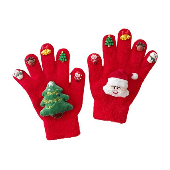 1 пара рождественских вязаных перчаток для мужчин и женщин, зимние теплые толстые плюшевые перчатки с Рождеством
