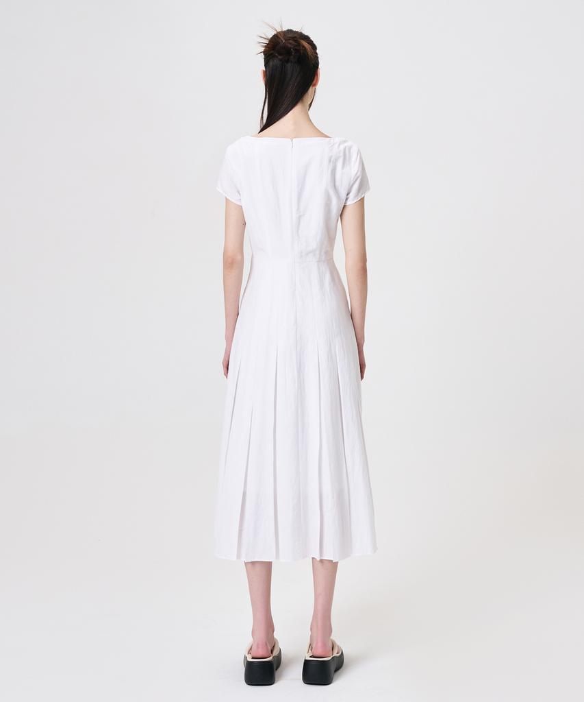 Etmont Linen Pleats Dress, White