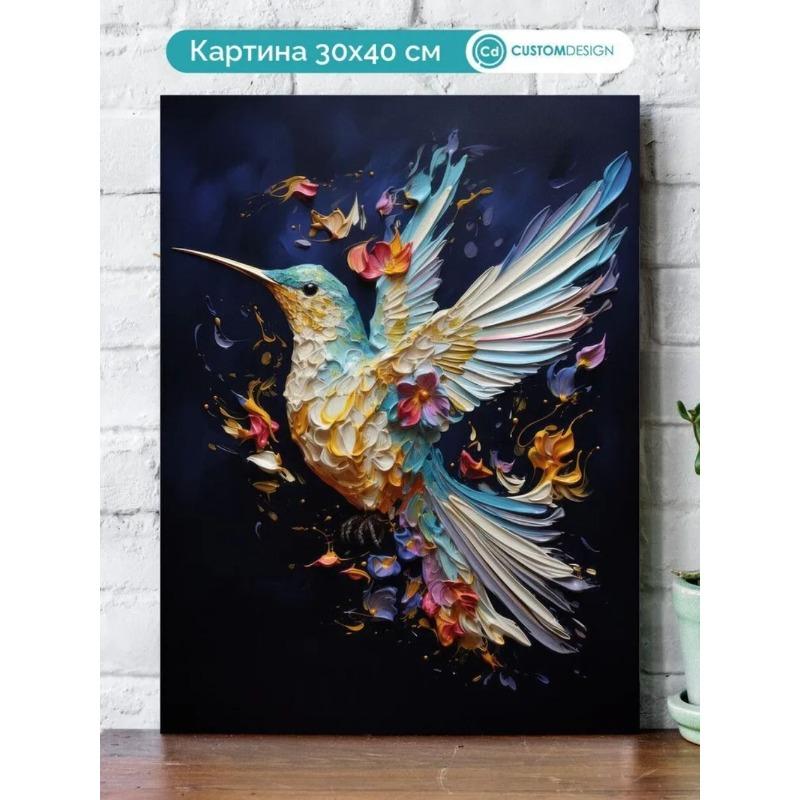 Авторская картина со стеной из птиц, 20x30 см, Декор для дома