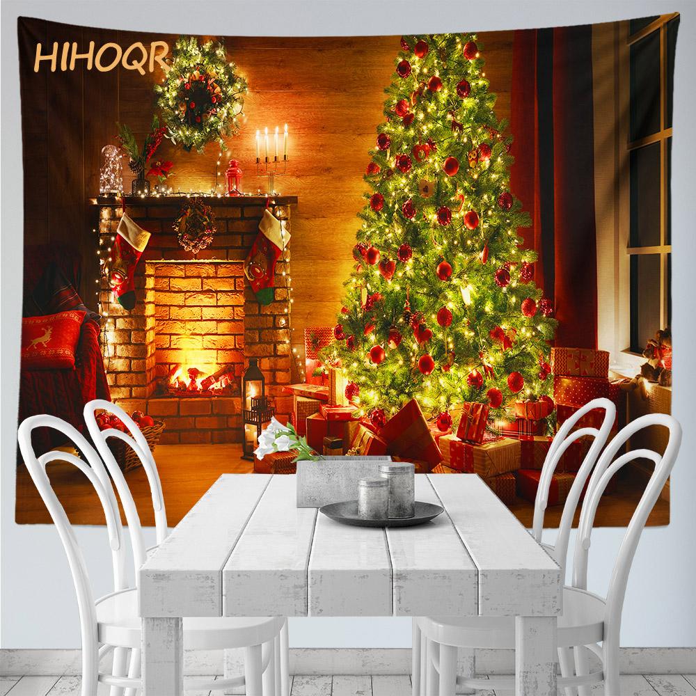 Рождественский гобелен настенный Санта-Клаус Рождественская снежная сцена гобелен на окно Эстетический декор комнаты украшение для дома и праздника