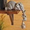 Set of 3 Pcs Elephant Mother and Two Babies Hanging Ornament Figurines Animal Statue for Home Decor Table Wall Decoration Items, Resin Showpiece Gift