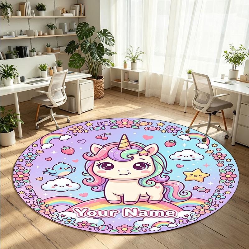 Wild Animals (518) Theme Round Crystal Velvet Rug Custom Name Text Personalized Floor Mat Home Decor Non Slip Crystal Carpet