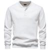Men's Velvet Long Sleeved Quarter Buttoned Sweatshirt Casual Knit Pullover Baseball Collar