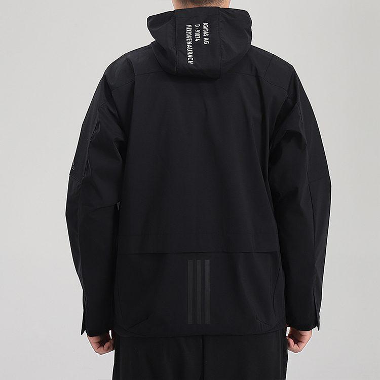 adidas Куртки Мужские Черные С Капюшоном Умеренные Рабочая Одежда FT6633