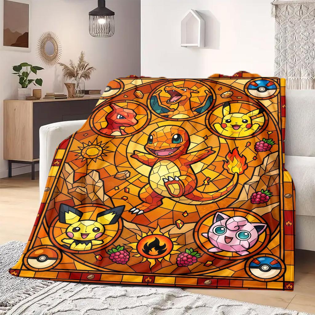 PokeMon Anime Print Blanket Warm Comfortable Flannel Blanket Suitable for Bedrooms, Sofas, Beds, Chairs, Picnics, Travel