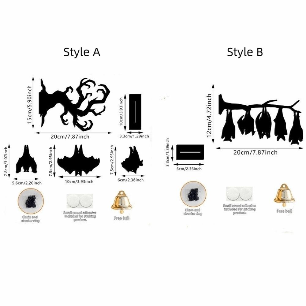 Spooky Halloween Wind Chime with Bell Hanging Bat Pendant Funny Hanging Door Bell Porch