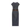 Autumn New Women clothes Minimalist round Neck Back Slit Slim fit With Belt Midi Dress 3564154