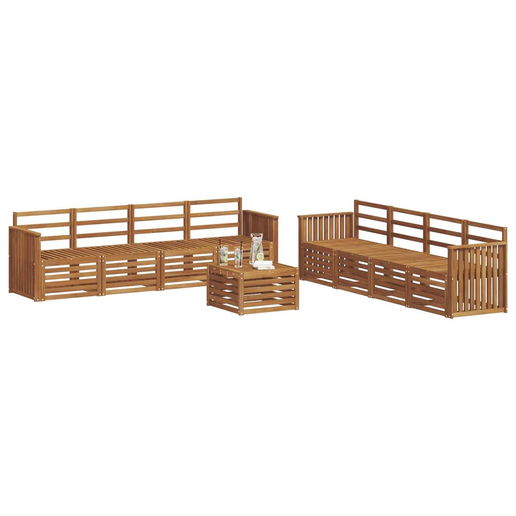 Outdoor Sofa Set 9 pcs Natural Solid Acacia Wood