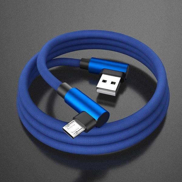 Extra Long L Type Curved Braided USB Cable for IPhone Samsung L Huawei L Fast Charging Cable Micro C Type USB Cable