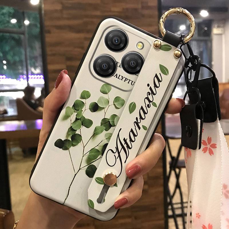 Anti-dust Soft Case Phone Case For Blackview Shark9 5G Wrist Strap Shockproof Durable Waterproof Flower Kickstand Ring