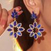 Модные цветочные серьги с разноцветными кристаллами, персонализированные преувеличенные серьги, женские сверкающие серьги