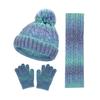 3Pcs/Set Kid Hat Scarf Gloves Set Rainbow Color Plush Ball Decor Knitted Hat Windproof Scarf Gloves Set Winter Accessories
