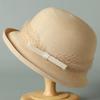 Hepburn wind warped edge fisherman hat children sunscreen straw hat silk hemp small bow basin hat imitation hemp sun hat adult
