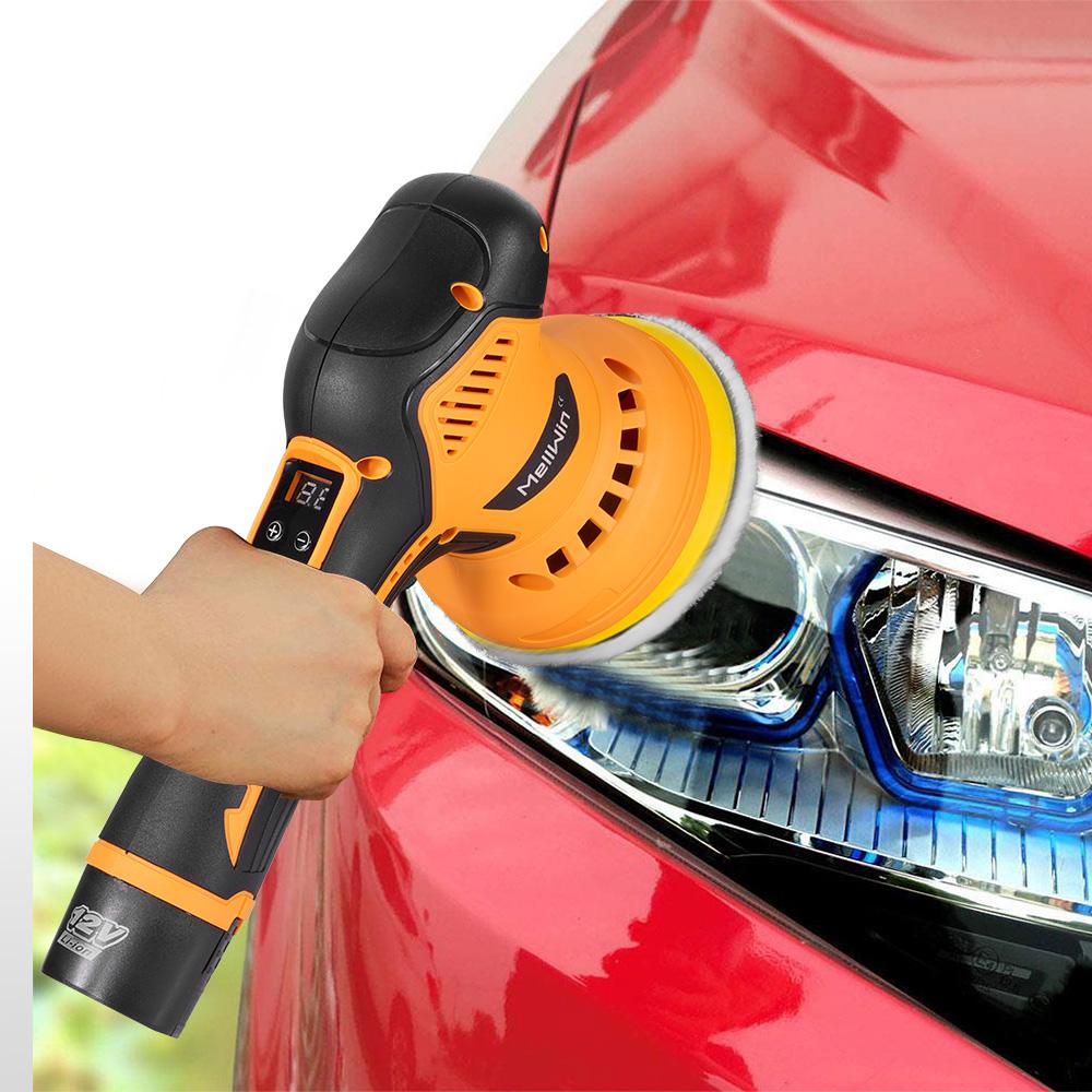 MELLWIN 125mm 8 Gears DigitalDisplay Cordless Electric Car Polisher Car Polishing Waxing Sanding Machine ForMakita 21V 18V Battery