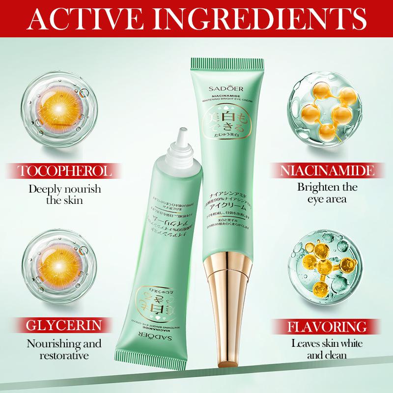 SADOER Brightening Moisturizing Multi-Action Eye Cream Niacinamide Whitening Eye Cream