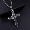 Мужское колье с подвеской-крестом с бриллиантами "Темный рыцарь" - Серебро, Золото, Черный