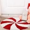 Christmas Bathroom Rugs 23 Inch Washable Round Bath Mats Winter Red White Candy Bath Mats Area Non Slip Absorbent Carpets Doormat