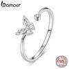 925 Sterling Silver Butterfly Tail Ring Open Ring Dazzling CZ Adjustable Ring for Women Fine Jewelry
