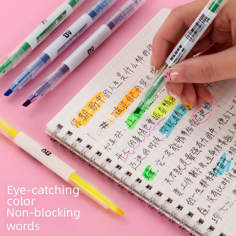 Double-Headed Fluorescent Marker Set - 6 Vibrant Colors