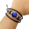 Unisex Snap Bracelet Weaving Fashion 12 Constellation Bead Leather Charm Couple Bangles Gifts