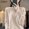 INDFS Women's Fashion Casual Fall Winter Solid Color Print Long Sleeve O-Neck Sweaters