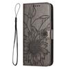 Embossed Sunflower PU Leather Card Holder Flip Cover for Samsung Xiaomi Redmi Huawei Honor Magnetic Hand-strap Wallet Case with Kickstand
