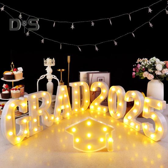 Выпускные светящиеся буквы 2025 года Выпускные светодиодные буквы Знаки Поздравления Выпускной вечер принадлежности для детского сада Дошкольное учреждение Средняя школа колледж